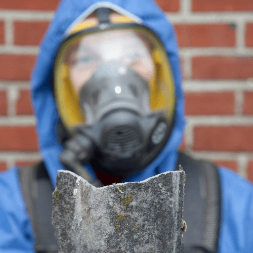 Person holding asbestos containing material at a asbestos removal service in chicago.